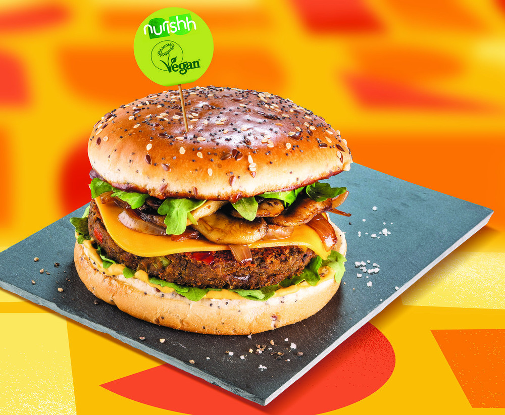 Vegan Rucola-Burger mit Champignons